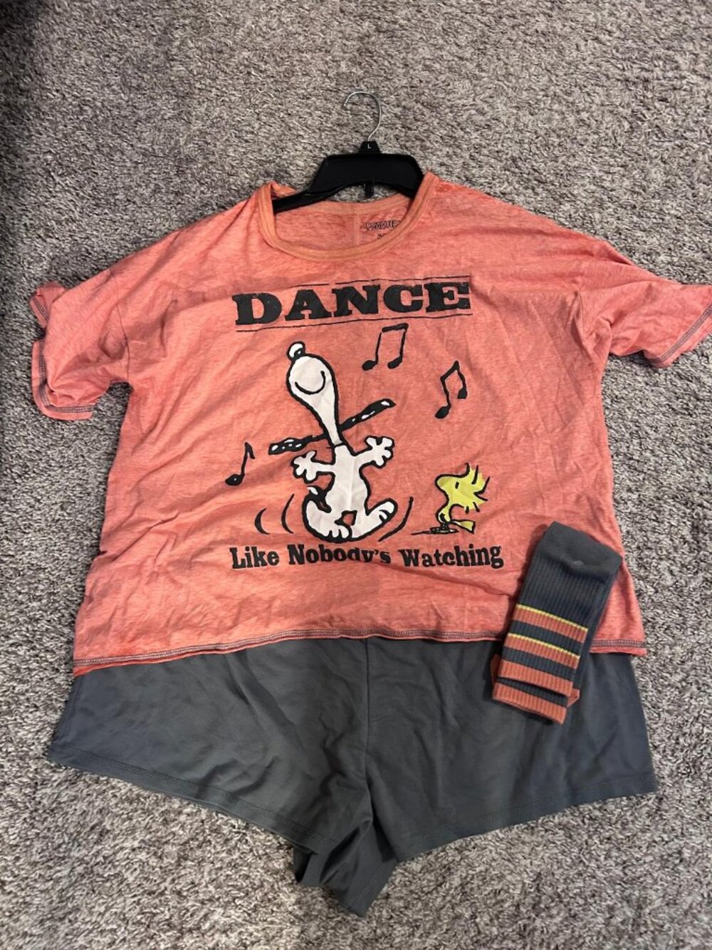 Peanuts Shorts and Tee Pajama Set Junior's Size XL